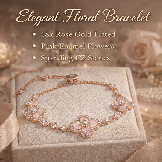 Pink Floral Adjustable Bracelet