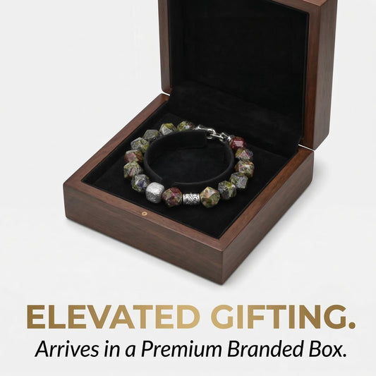 Sterling Silver & Faceted Unakite Bracelet