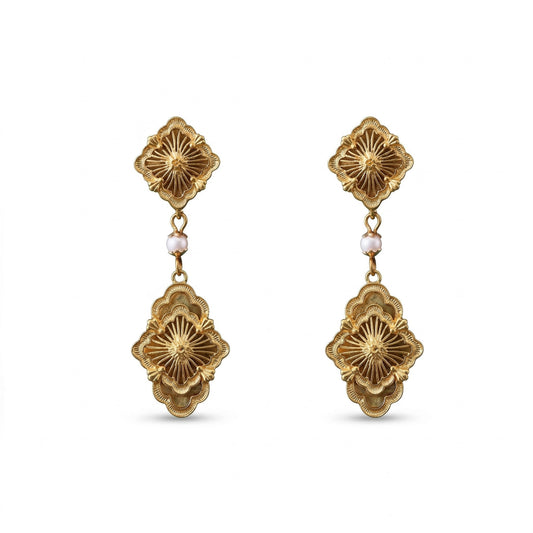 Vintage Gold Filigree Drop Earrings