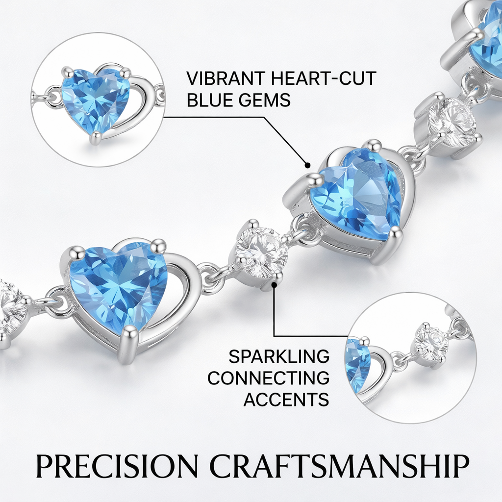 Blue Heart Crystal Bracelet