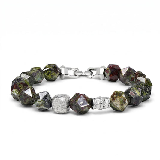 Sterling Silver & Faceted Unakite Bracelet